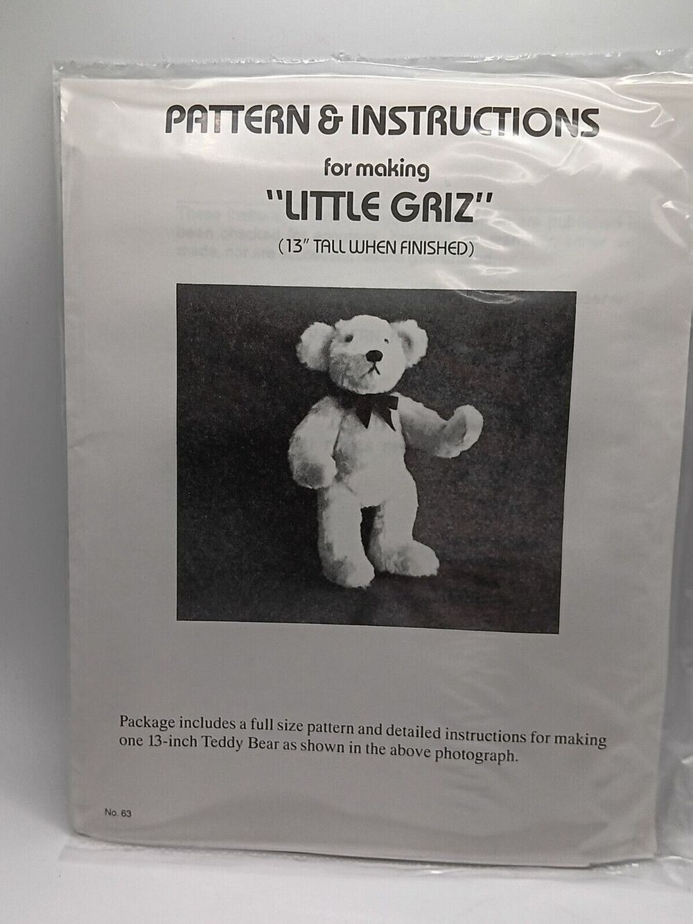 Dorothy L. Rowland Pattern & Instructions For Making 'Little Griz" 13"
